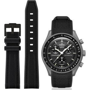 Kal-Bracelet De Rechange Incurvé En Silicone Compatible Avec Montre Omega X Swatch De 20 Mm, Swatch Omega Moonswatch Speedmaster Pour Homme Et Femme - Neuf