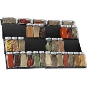 ERYI-Étagère À Épices Pour Tiroirs, Extensible De 30 Cm À 60 Cm Range Epices Cuisine Tiroir, 4 Niveaux, Insert De Tiroir À Épices, Grande Capacité - Noir - Neuf