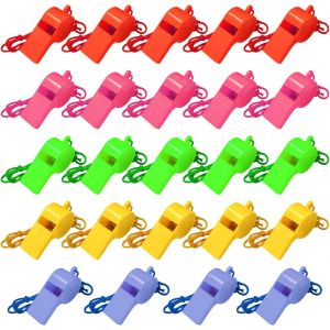 Lot De 24 Sifflets Colorés Pour Enfants Avec Cordon Tour De Cou,Adaptés Pour Les Compétitions Scolaires,Les Jeux D'équipe,Les Fêtes De Vacances - Neuf