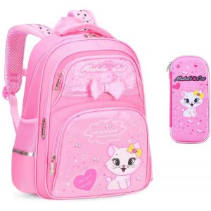 Sac à Dos Fille Primaire Cartable Primaire Fille Sac Enfant Scolaire Cartable à Dos Scolaire Fille CP CM Cartable Primaire Fille 6-12 Ans 42x32x18cm - Neuf