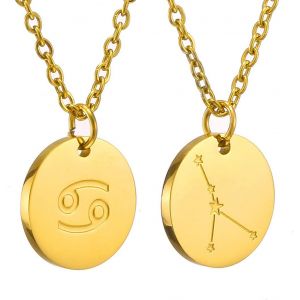 Kal-Zodiac Chain - Collier Pendentif Zodiaque Or/Argent/Or Rose I Collier Zodiaque Acier Inoxydable Femme, Collier Acier Inoxydable Femme - Neuf