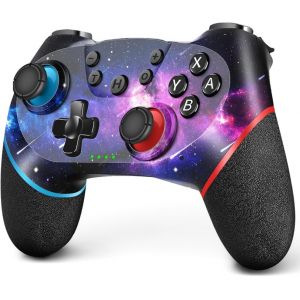 Manette sans Fil pour Switch/Switch 2/Lite/OLED, Manette pour Switch Pro avec Fonction One Key Wake Up/Double Vibration/Gyroscope 6 Axes/Bouton Programmable/Joystick de Hall (Bleu et rouge) - Neuf