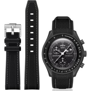 Kal-Bracelet De Rechange Incurvé En Silicone Compatible Avec Montre Omega X Swatch De 20 Mm, Swatch Omega Moonswatch Speedmaster Pour Homme Et Femme - Neuf