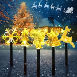 Kal-Lot De 5 Piquets De Jardin Led - Éclairage De Noël Extérieur En Acrylique - Lampes De Jardin - Bâtons Lumineux Led - Éclairage De Noël Pour L'extérieur - Fonctionne Avec Piles (Blanc Chaud) - Neuf