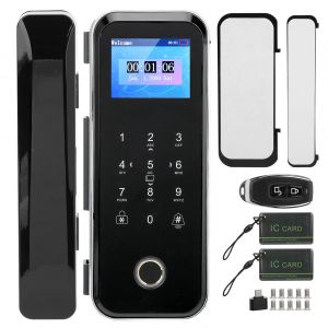 Serrure a empreinte digitale intelligente, systeme d'acces intelligent pour porte en verre, carte de mot de passe, pour TUYA avec ecran couleur 2,4 pouces - Neuf