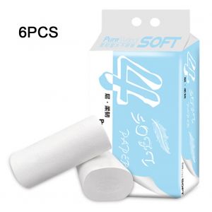 Hjlian Lot De 6 Rouleaux De Papier Toilette En Pate De Bois Indigene, 4 Couches, Absorbant L'eau, Doux Et Absorbant - Neuf