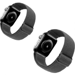 Pack De 2 Étirer Les Bandes Watch Compatible Avec L'apple Watch 41 Mm 40 Mm 38 Mm 45 Mm 44 Mm De 42mm, Confortable Sangle Réglable Pour L'iwatch Série Se 7 6 5 4 3 2 1 Femmes Hommes - Neuf