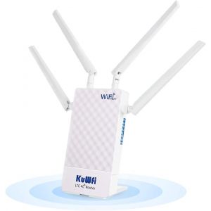 ASFASFq-Routeur 4G SIM, Routeur Extérieur étanche 4G LTE avec Emplacement pour Carte SIM, Modem 4G pour Orange SFR ILIAD Vodafone, 150 Mbps/sans Fil jusqu'à 300 Mbps, Port LAN/WAN, 4* Antennes - Neuf