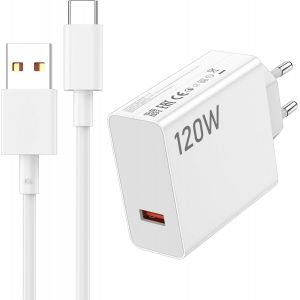 Senior-Chargeur Charge Rapide 120W Avec C&acirc;ble Usb C 1M Pour Xiaomi 13T Pro 12 Note 13 11 Lite, Chargeur Turbo 6A Pour Poco F6 M6 F4 14 Ultra, Adaptateur De Charge[L1902] - Neuf