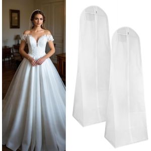 Mevronisshop-2 Pi&egrave;ces Housse Robe De Mari&eacute;e,180x60cm Housse Robe Longue,Sac De V&ecirc;tements Avec Fermeture &Eacute;clair, Adapt&eacute; Aux Robes De Mari&eacute;e, Robes, Manteaux, Manteaux Longs, Etc - Neuf