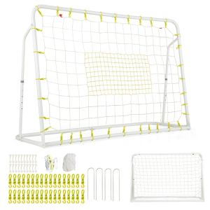 But De Football Ext&eacute;rieur 187 X 60 X 102-122,5 Cm 2 En 1 Angle R&eacute;glable Cadre Robuste En M&eacute;tal Blanc Helloshop26 20_0010952 - Neuf