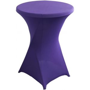 Sjzg-Stretch Nappe Housse Lavable Nappe Mange Debout Ronde Protection Pour Bar Table De Banquet De Mariage Table Cocktail Haute De Bistro (Violet, Diam&egrave;tre 80-85 Cm) - Neuf