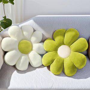 Cauc-Lot De 2 Coussins &Agrave; Fleurs Mignons De 38 Cm - Coussin De Sol Pour Enfants Et Filles - D&eacute;coration Esth&eacute;tique Pour Chambre, Canap&eacute; Et Chaise (Vert + Blanc, 38 Cm) - Neuf