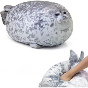 KALANKA-Peluche Foca Coussin G&eacute;ant, 30cm Mignon Peluche Animale avec Corps Rond Doux, Cadeau pour Enfants & Famille - Neuf