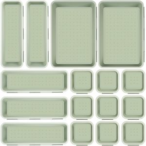 Chenquansarl-Lot De 16 Compartiments De Rangement Pour Tiroirs, Organisateur De Bureau, Syst&egrave;me De S&eacute;paration, Tiroir Organisateur, Ustensiles De Cuisine Et De Bureau Vert - Neuf