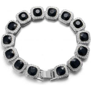 Trahoo-Groupé Diamant Chaîne De Tennis Pour Homme,Or Véritable 18 Carats/Or Rose/Plaqué Platine Diamant Carré Or Bracelet/Collier,Diamants De Laboratoire,Avec Coffret Cadeau Gratuit - Neuf