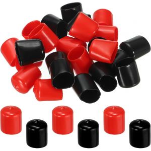 YEMAESRE-24Mm Embouts En Caoutchouc Ronds, 24 Embouts De Protection En Vinyle Pour Boulons Flexibles Pour Tubes Métalliques, Tiges De Boulons, Noir-Rouge - Neuf
