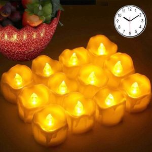 Bougies Led Flamme Vacillante Lumi&egrave;re, Lot De 12 Bougies Led &Agrave; Batterie &Eacute;clairage Ultra R&eacute;aliste D&eacute;coration Festive Lights Pour No&euml;l Anniversaire Soir&eacute;e Piles Incluses - Blanc Chaud - Neuf