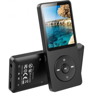 EPKH-64Go Lecteur MP3 Bluetooth 5.3 Lecteur Musical avec Haut-Parleur Baladeur Portable sans Perte HiFi 70H Ultra-Longue Autonomie MP3 Sport avec Radio FM, Carte TF Jusqu`&agrave; 128 Go(sans Casque)-Noir - Neuf