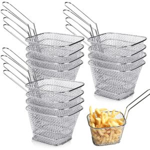 Nouvelhorizonstore-12 Pcs Panier &Agrave; Frites En Acier Inoxydable, Mini Panier De Friteuse Rectangulaire Individuel, Panier De Service Pour Frites, Poulet Frit, Rondelles D&iquest;Oignon, Crevettes - Neuf