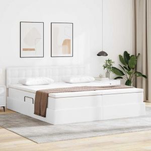 vidaXL Lit de Rangement Blanc pur 180 x 200 cm Cuir synth&eacute;tique - Neuf