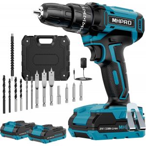 VornixorSarlshopPerceuse Visseuse Sans Fil 21V, Visseuse Devisseuse avec 2 Batteries 2.0Ah, 42Nm Percussion, 25+3 R&eacute;glages de Couple, 14 Accessoires, 2 Vitesses, LED, pour la Bricolage - Neuf