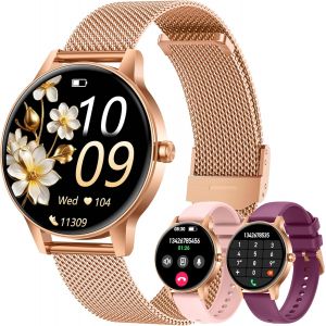 MEVRONISSHOP-Montre Connect&eacute;e Femme avec Appel Bluetooth: 1.27" Smartwatch avec Fonction F&eacute;minine Cardiofr&eacute;quencem&egrave;tre SpO2 Sommeil Montre 100+ Mode Sport Montre IP68 Fitness Podom&egrave;tre Compatible pou - Neuf