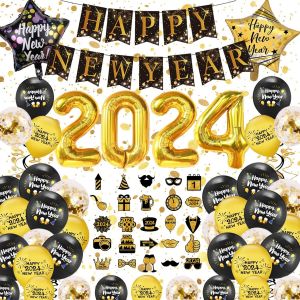 AYUHR-Lot de 24 ballons de football en latex, 30,5 cm, noir et blanc, impression football, fournitures de fête pour les fans de la Coupe du monde de football, anniversaire, fête sur le thème du sport - Neuf