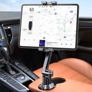 Support Tablette Voiture Gobelet, Support iPad Universel pour Porte-gobelet de Voiture avec Bras R&eacute;glable Long,pour iPad Pro/Samsung Tab, 6-12.9"" Table Compatible avec Les Coques &eacute;paisses - Neuf