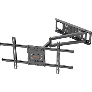 SUBZONAL-Support Mural TV Longue Port&eacute;e avec Extension de 650mm, Pivotant Inclinable et Extensible pour T&eacute;l&eacute;viseurs Plats et Incurv&eacute;s de 32 &agrave; 70 Pouces jusqu'&agrave; 35kg, Max VESA 600x400mm - Neuf