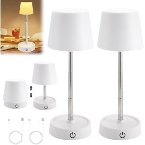 Asas-2pcs Lampe De Table Sans Fil,Lampe De Table Led Réglable En Hauteur,Lampe Tactile Sans Fil,Lampe De Chevet Intensité Variable,Lampe De Table Rechargeable Usb Tactile,Pour Chambre(A) - Neuf