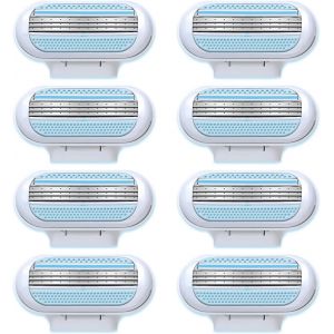 Eryi-8 Pièces Recharges De Lames Pour Femme À 3 Lames Avec Bande Lubrifiante Protectrice, Lames De Rasoir Femme Rasage Ultra Confortable Produit, Idéal Pour Un Rasage Doux Et Précis(Bleu) - Neuf