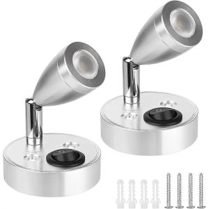 (Blanc Chaud 3000k) Lot De 2 Spots Led 12 V Pour Liseuse, Éclairage Intérieur 3 W Pour Camping-Car, Lampe De Chevet Rotative À 180°, Lumière Chaude 3000k Pour Camping-Car, Caravane, Bateau - Neuf