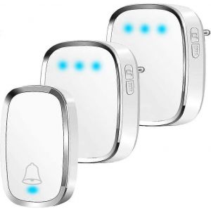 Sonnette sans fil,portée de 300 m,36 sonneries,4 niveaux de volume,1 émetteur et 2 récepteurs,sonnette sans fil étanche pour l'intérieur et l'extérieur - Neuf