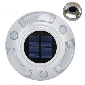 Lumi&egrave;res solaires pour terrasse, all&eacute;e, quai, 12 LED, &eacute;tanche IP68, lumi&egrave;res d'avertissement ext&eacute;rieures pour all&eacute;e, trottoir, jardin, all&eacute;e, cour, lumi&egrave;re blanche argent&eacute;e - Neuf