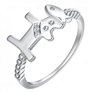 Bague Plaqu&eacute; Platine &Agrave; La Mode Zircon D&eacute;coration Bijoux En Cuivre Pour Les Femmes Lady Girl (#6) - Neuf