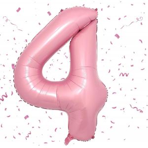 Grand Ballon En Aluminium En Forme De Chiffre 4 - Auto-Gonflant - Pour D&eacute;coration De 4E Anniversaire De Gar&ccedil;ons Et Filles - 101,6 Cm - Rose - Neuf