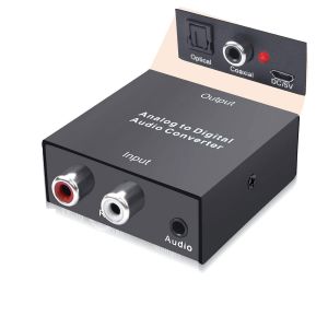 Convertisseur audio stéréo analogique vers numérique 3,5 mm Aux Jack R/L 2 RCA vers SPDIF,Toslink,optique,convertisseur coaxial - Neuf