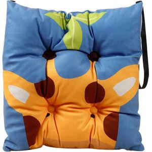 Coussins de chaise haute Girafe bleu Carreau Coussins de si&egrave;ge mignons avec attaches 11,8 x 11,8 pouces Coussins de chaise pour la lecture - Neuf
