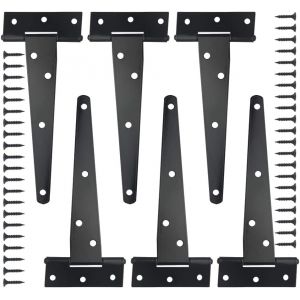 Charni&egrave;re en T noire l&eacute;g&egrave;re pour porte de grange ou cl&ocirc;tures en bois - Neuf