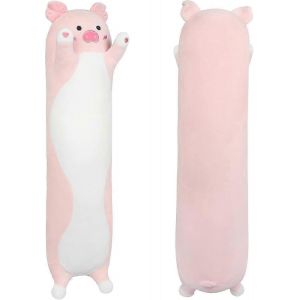 Coussin en peluche cochon 90 cm, &eacute;norme cochon rose en peluche, long coussin moelleux, coussin de couchage, coussin de corps g&eacute;ant et mignon, cadeau d'anniversaire id&eacute;al-Beige - Neuf