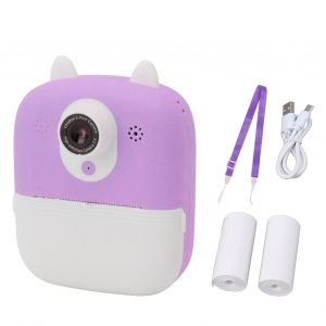 HJLIAN Appareil photo instantane 2,4 pouces HD pour enfants, appareil photo numerique instantane a double objectif, impression instantanee, pour la maison et les voyages, violet - Neuf