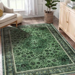 Tapis Vintage Fin Et Lavable - 240 X 340 Cm - Doux - Antid&eacute;rapant - R&eacute;sistant Aux Taches - Pour Int&eacute;rieur Et Ext&eacute;rieur - Neuf