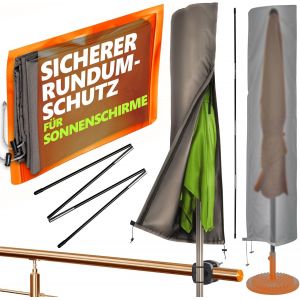 Letnerny-Housse De Protection Pour Parasol - Taupe - Diam&iquest;&iquest;Tre 300 Cm / 250 X 150 Cm - En Polyester - Robuste - Avec Tige - Fermeture &iquest;&iquest;Clair - Neuf