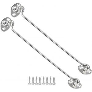 Lot de 2 loquets &agrave; crochet et &agrave; ?illet pour porte de grange d'armoire,crochet de porte de portail et loquet &agrave; ?illet,crochet pivotant pour fen&ecirc;tre,chambre &agrave; coucher,salle de bain (30,5 cm) - Neuf