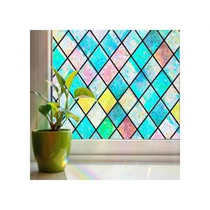 Film de fen&ecirc;tre - Linarun - Effet arc-en-ciel 3D - Anti-UV 96% - Statique sans colle - Neuf