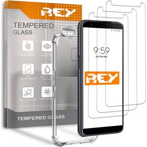 Kal-[Lot De 3] Verre Trempé Et Coque Anti-Shock Pour Samsung Galaxy J6 Plus 2018, Verre Trempé Et Silicone Tpu Haute Résistance - Neuf