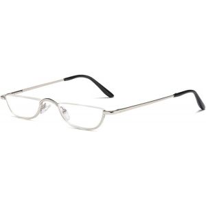 Lunettes De Lecture Semi-Rondes En Métal - Pour Homme Et Femme - Charnière À Ressort - Demi-Ronde - Cadre En Métal - Aide À La Lecture - Avec Épaisseur 1.0 1.25 1.5 1.75 2.0 2.25 2.5 2.75 3.0 - Neuf