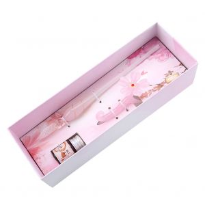 Ensemble de stylos a plume en verre avec porte-plume en forme de fleur, etui a encre, cadeau exquis (fleur de pecher) - Neuf