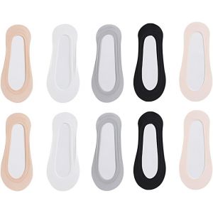 Chaussettes Invisibles Femme - 10 Paires Élégantes Antidérapantes En Coton Soyeux, Chaussettes Pour Mocassins Et Baskets, Idéales Pour Printemps Été Automne (Couleur Mixte) - Neuf